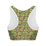 Cute Zombie Pattern Print Women's Sports Bra