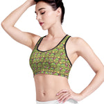 Cute Zombie Pattern Print Women's Sports Bra