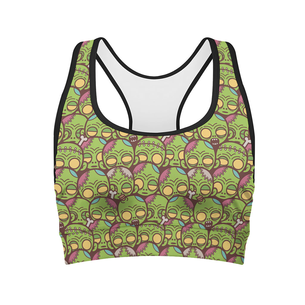 Cute Zombie Pattern Print Women's Sports Bra