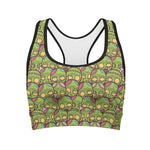 Cute Zombie Pattern Print Women's Sports Bra