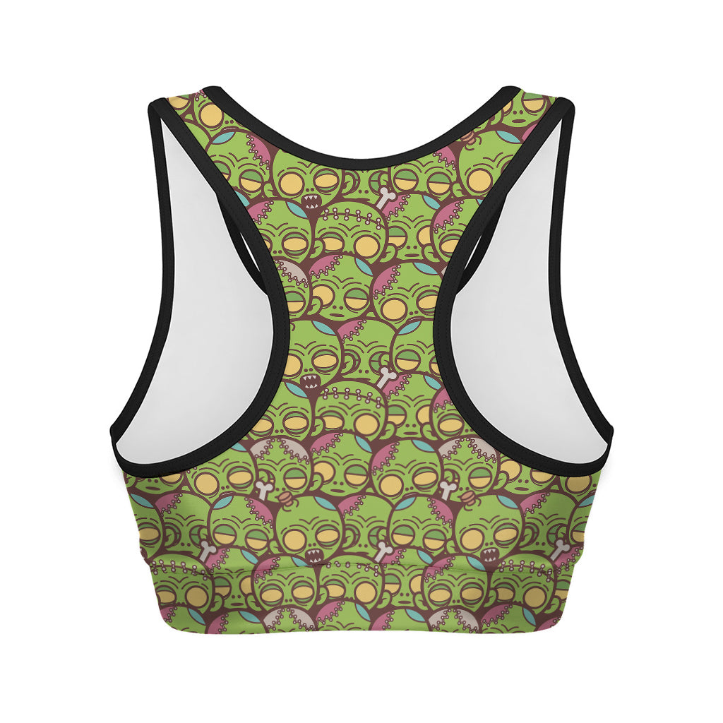 Cute Zombie Pattern Print Women's Sports Bra