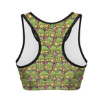 Cute Zombie Pattern Print Women's Sports Bra