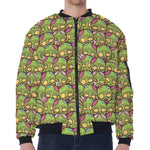 Cute Zombie Pattern Print Zip Sleeve Bomber Jacket