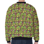 Cute Zombie Pattern Print Zip Sleeve Bomber Jacket