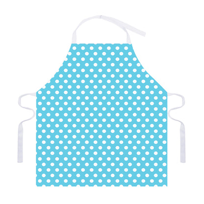 Cyan And White Polka Dot Pattern Print Adjustable Apron