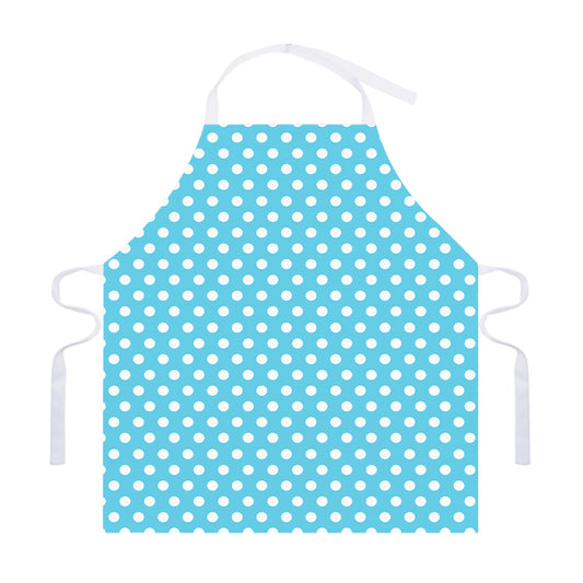Cyan And White Polka Dot Pattern Print Adjustable Apron