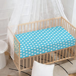 Cyan And White Polka Dot Pattern Print Baby Crib Sheet