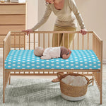 Cyan And White Polka Dot Pattern Print Baby Crib Sheet