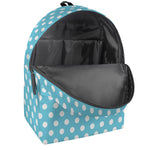 Cyan And White Polka Dot Pattern Print Backpack