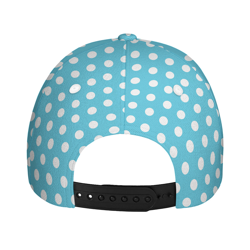 Cyan And White Polka Dot Pattern Print Baseball Cap