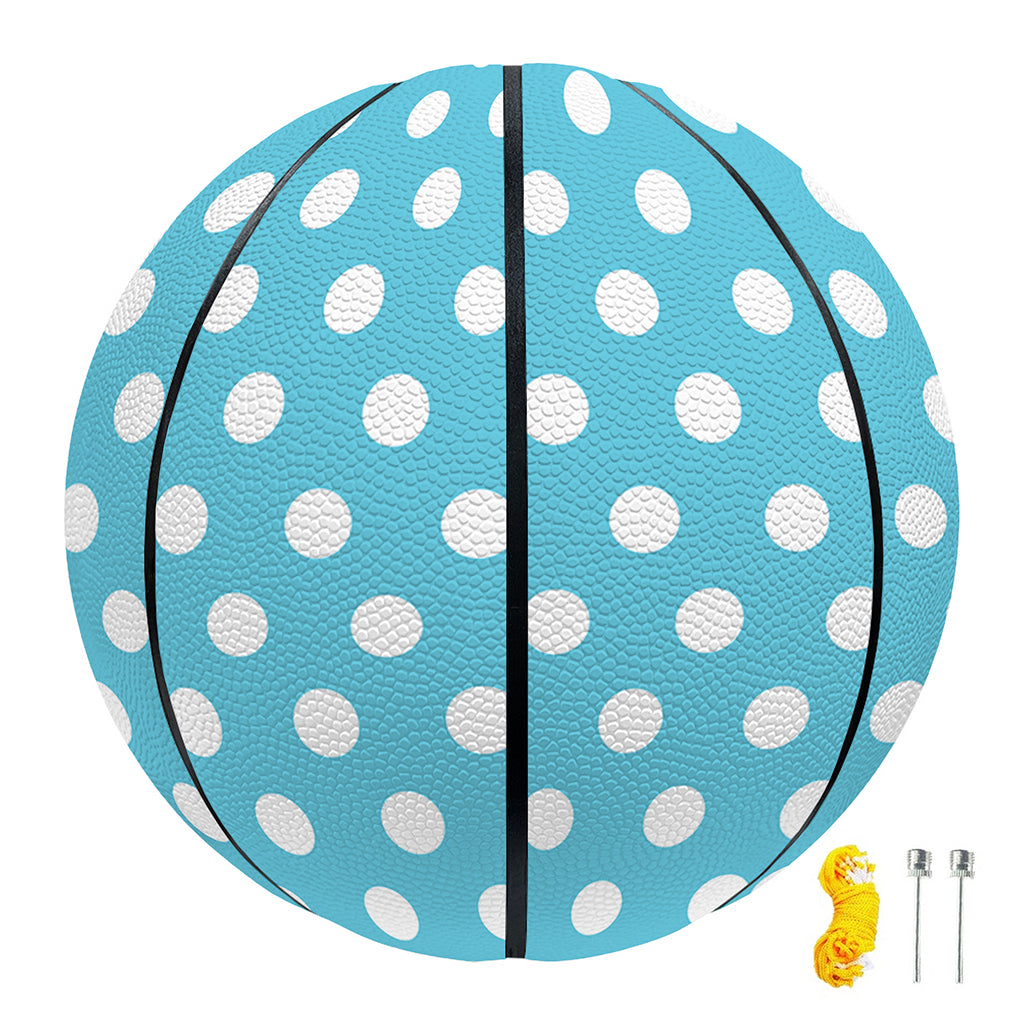 Cyan And White Polka Dot Pattern Print Basketball