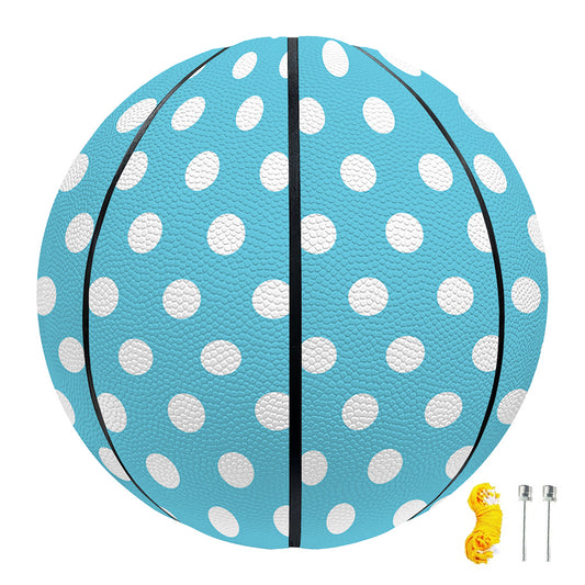 Cyan And White Polka Dot Pattern Print Basketball