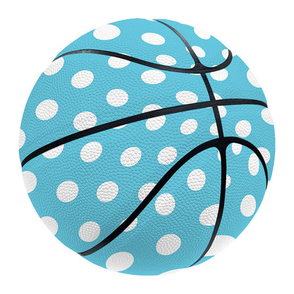 Cyan And White Polka Dot Pattern Print Basketball