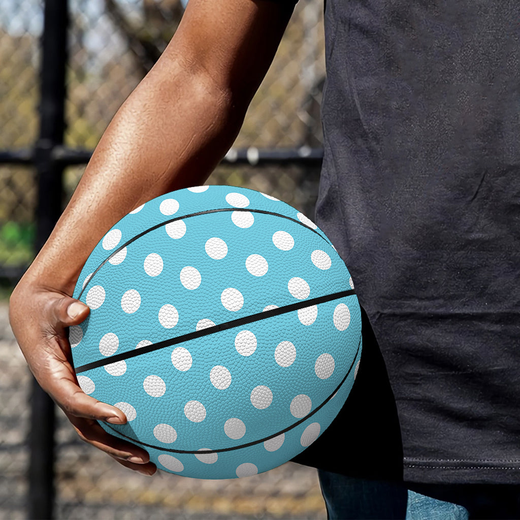 Cyan And White Polka Dot Pattern Print Basketball