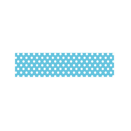 Cyan And White Polka Dot Pattern Print Bed Runner
