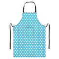 Cyan And White Polka Dot Pattern Print Bib Apron With Pocket