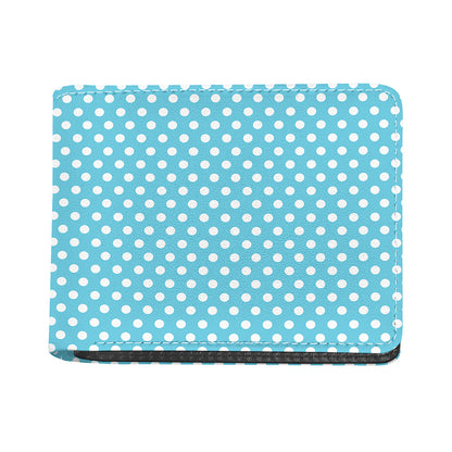 Cyan And White Polka Dot Pattern Print Bifold Wallet