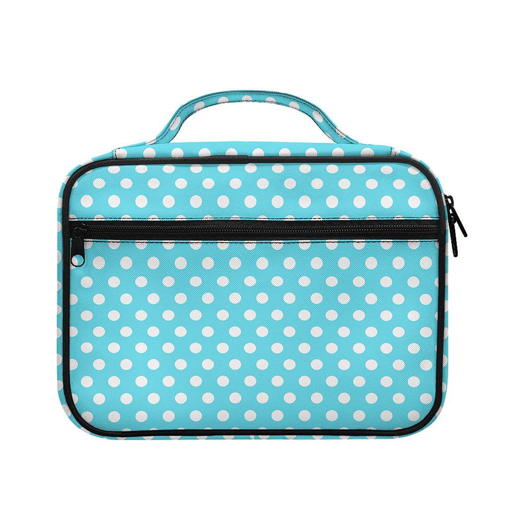 Cyan And White Polka Dot Pattern Print Briefcase Bible Bag