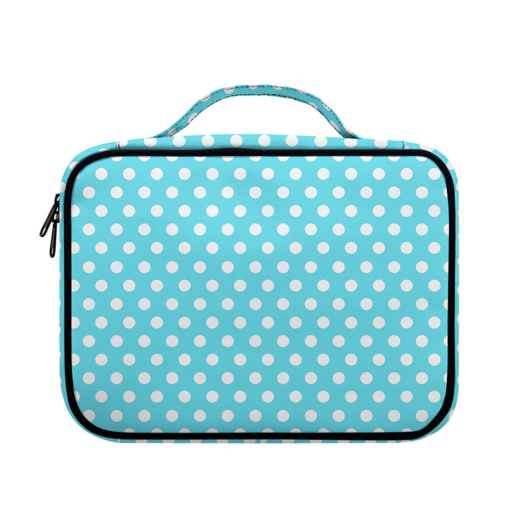 Cyan And White Polka Dot Pattern Print Briefcase Bible Bag