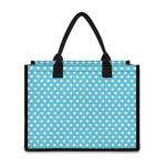 Cyan And White Polka Dot Pattern Print Canvas Tote Bag