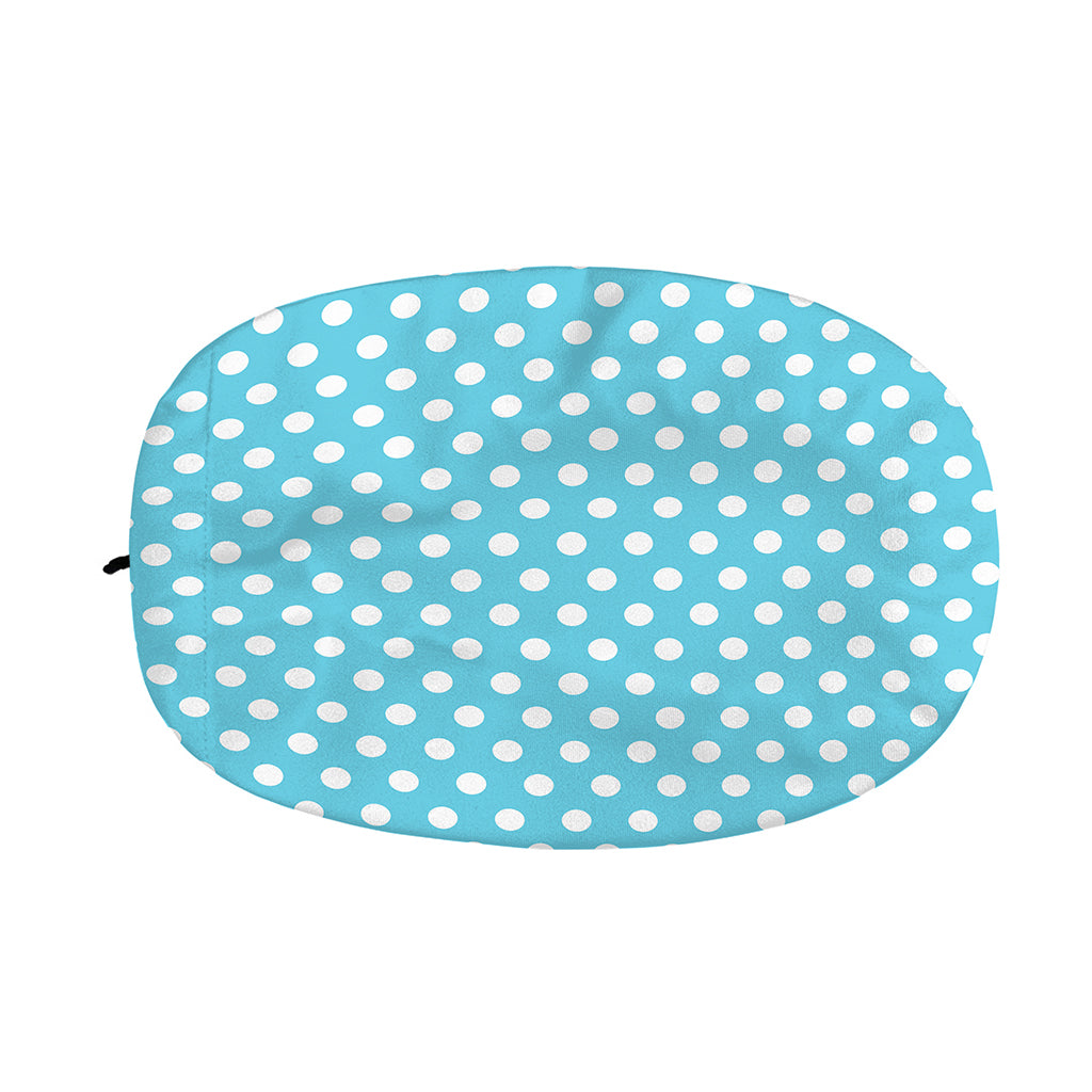Cyan And White Polka Dot Pattern Print Car Side Mirror Covers