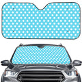 Cyan And White Polka Dot Pattern Print Car Windshield Sun Shade