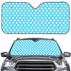 Cyan And White Polka Dot Pattern Print Car Windshield Sun Shade