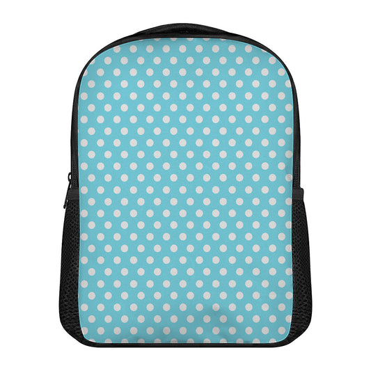 Cyan And White Polka Dot Pattern Print Casual Backpack