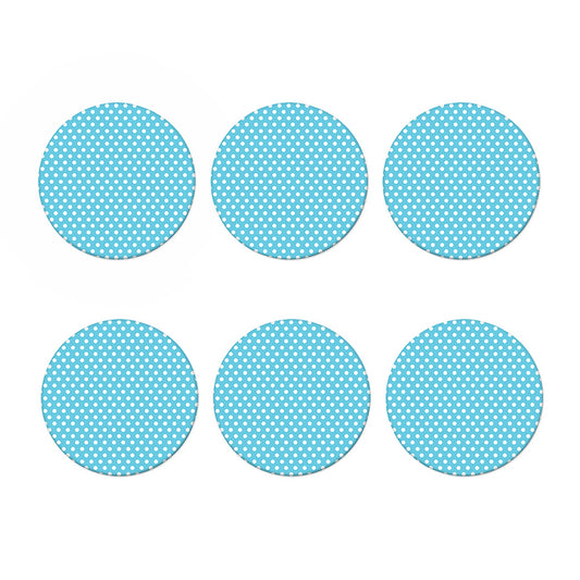 Cyan And White Polka Dot Pattern Print Coaster Set
