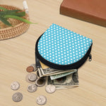Cyan And White Polka Dot Pattern Print Coin Purse