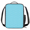 Cyan And White Polka Dot Pattern Print Crossbody Lunch Bag