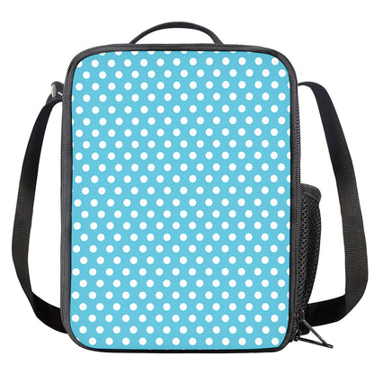 Cyan And White Polka Dot Pattern Print Crossbody Lunch Bag