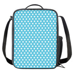 Cyan And White Polka Dot Pattern Print Crossbody Lunch Bag