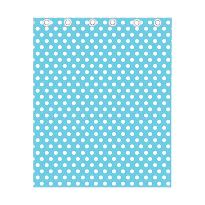 Cyan And White Polka Dot Pattern Print Curtain