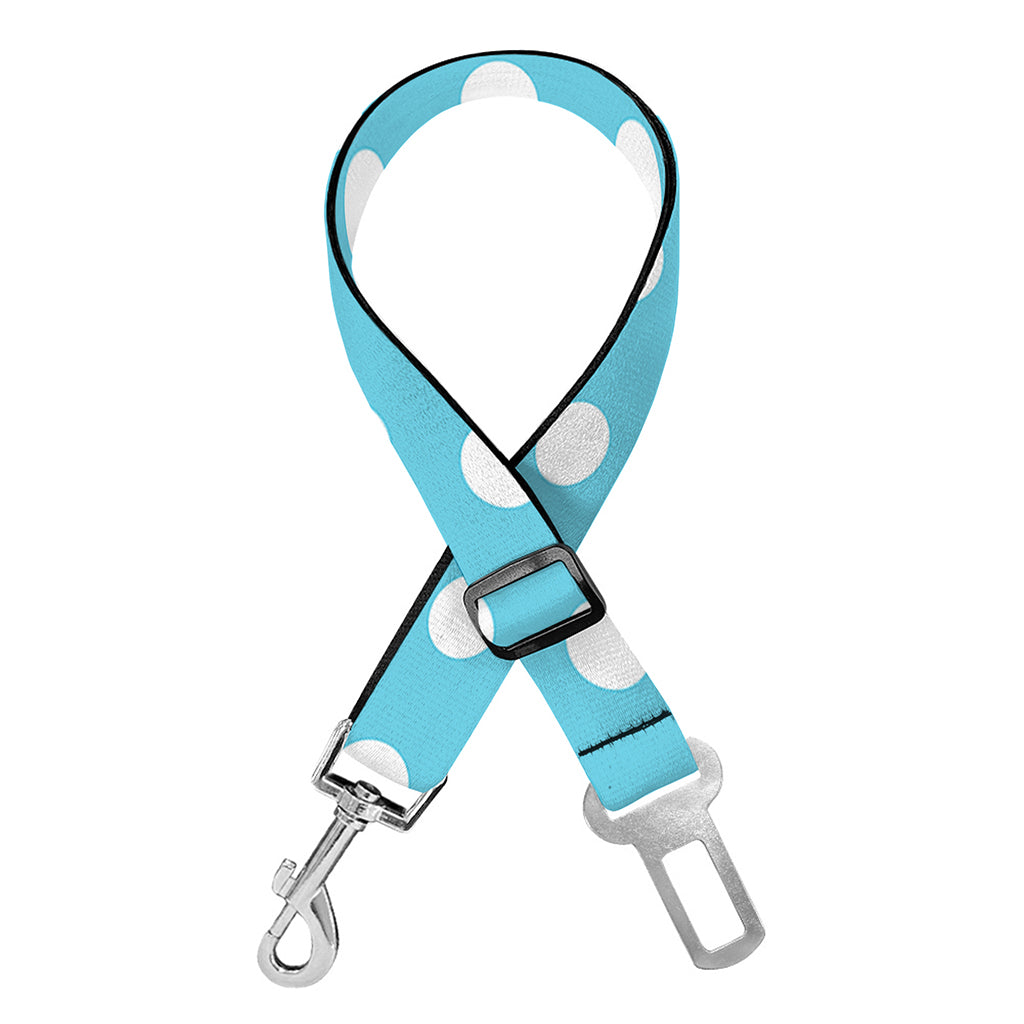Cyan And White Polka Dot Pattern Print Dog Seat Belt