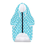 Cyan And White Polka Dot Pattern Print Dog Zip Up Hoodie