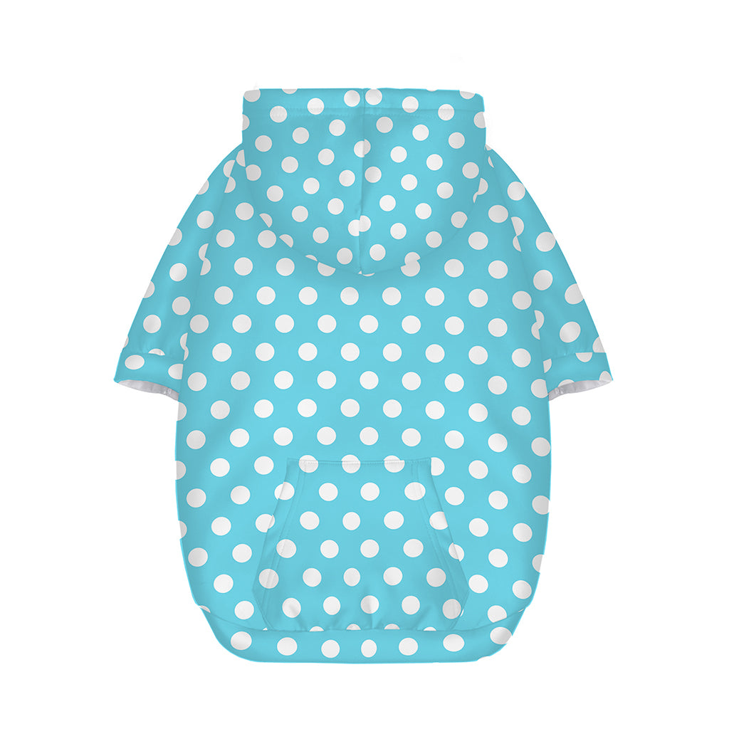 Cyan And White Polka Dot Pattern Print Dog Zip Up Hoodie