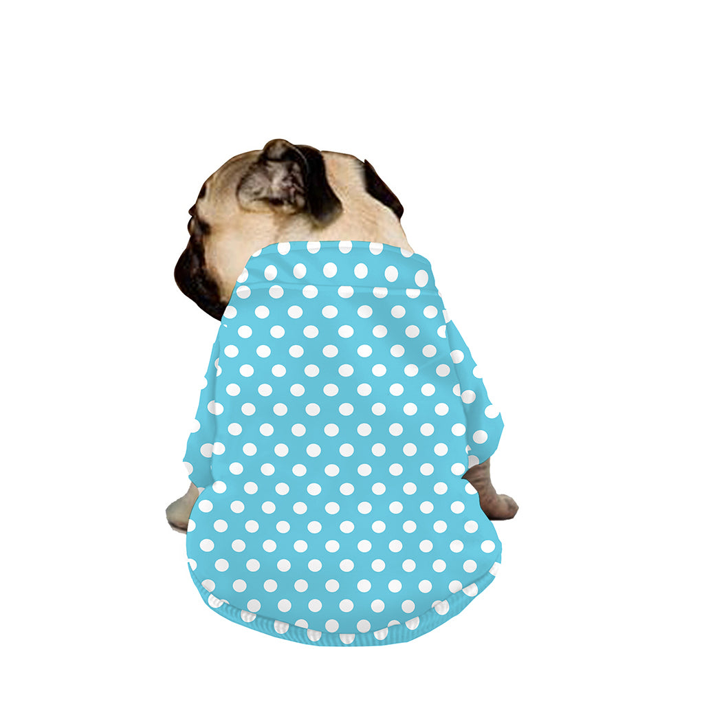 Cyan And White Polka Dot Pattern Print Dog Zip Up Jacket