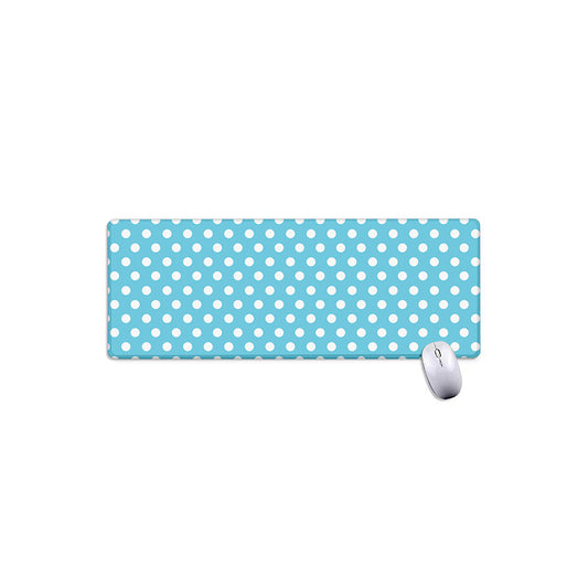 Cyan And White Polka Dot Pattern Print Extended Mouse Pad
