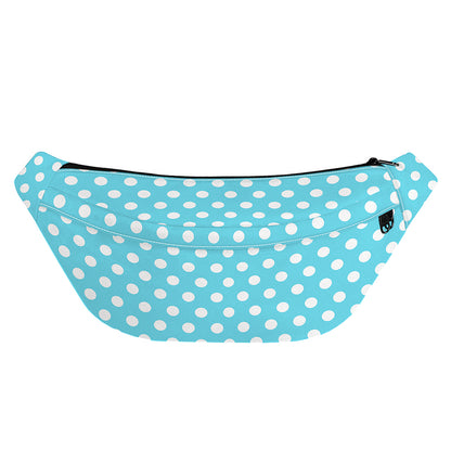 Cyan And White Polka Dot Pattern Print Fanny Pack