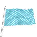 Cyan And White Polka Dot Pattern Print Flag
