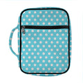 Cyan And White Polka Dot Pattern Print Front Pocket Bible Bag