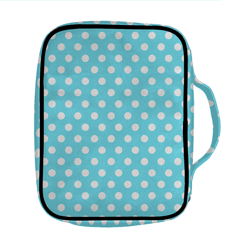Cyan And White Polka Dot Pattern Print Front Pocket Bible Bag