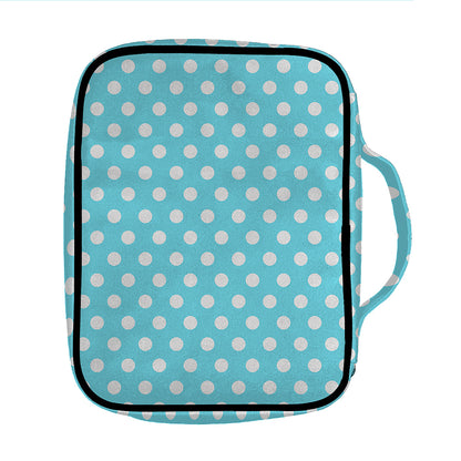 Cyan And White Polka Dot Pattern Print Front Pocket Bible Bag