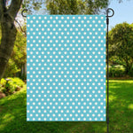 Cyan And White Polka Dot Pattern Print Garden Flag