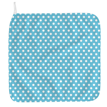 Cyan And White Polka Dot Pattern Print Hand Towel