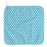 Cyan And White Polka Dot Pattern Print Hand Towel