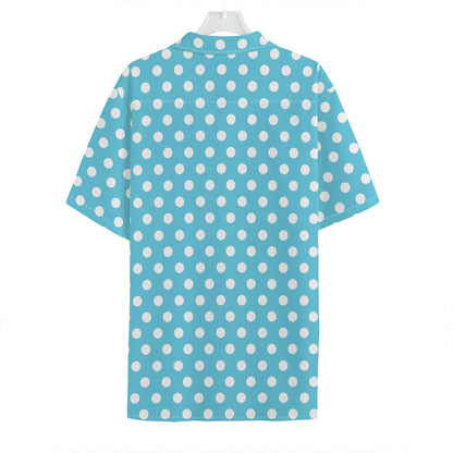 Cyan And White Polka Dot Pattern Print Hawaiian Shirt