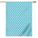 Cyan And White Polka Dot Pattern Print House Flag
