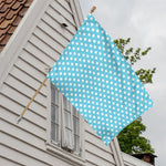 Cyan And White Polka Dot Pattern Print House Flag